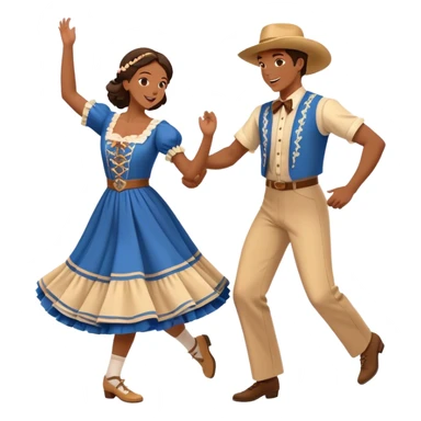 Cinematic Realistic scene of two square dancers in traditional American folk costumes, captured in joyful, coordinated motion with vibrant, rustic lighting that highlights their cultural heritage sticker