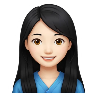 chinese girl with long hair, smiling sticker