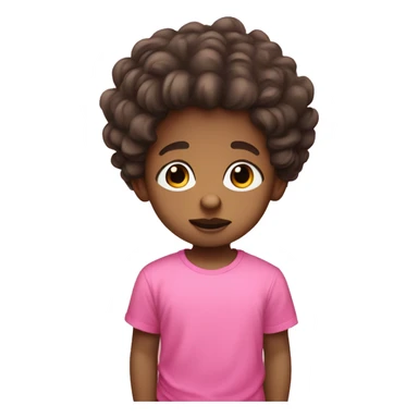Young boy with medium light skin has a pacifier in his mouth dark and curled hair and a pink tshirt  sticker