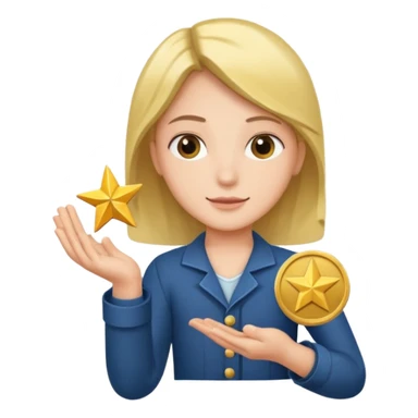 open hand holding a star and a coin sticker