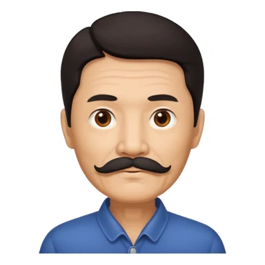 Older Chinese man with dark hair and full mustache sticker