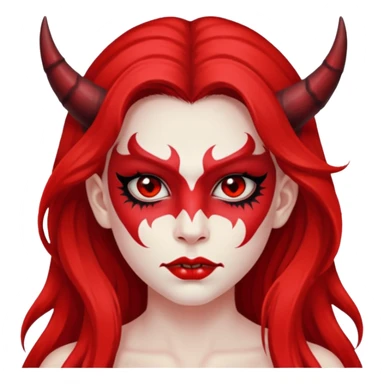 a long-haired red face paint devil girl  sticker