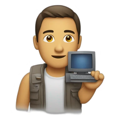 chico con computadora sticker