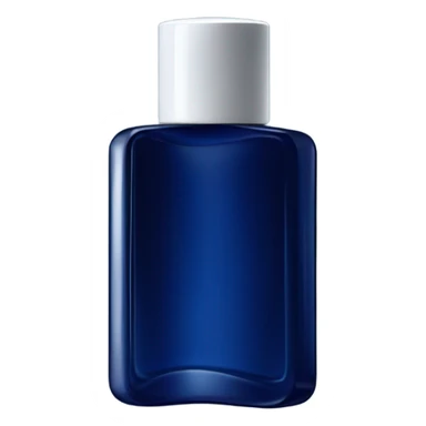 Dark blue cylindric perfume bottle for man with white rectangular label  sticker