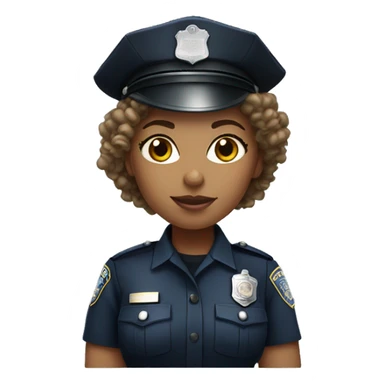 Female police officer curly hair light skinned  sticker