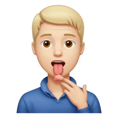 guy holding his neck sticking his tongue out  sticker