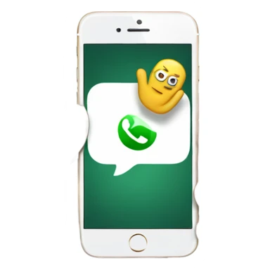 hand holding iphone with a whatsapp emoji in the iphone screen sticker