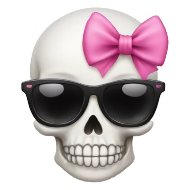 Girly Skull with black glasses and pink bow on top of skull sticker
