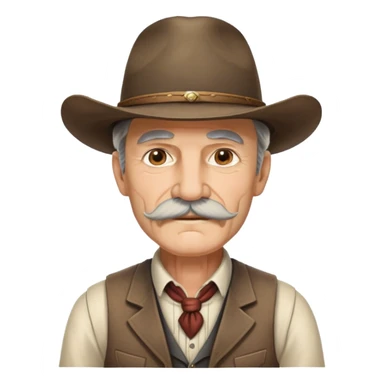 Dutch van der Linde from Red Dead Redemption, older man with mustache wearing a suit vest and wide-brimmed hat, western outlaw leader sticker