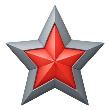  2d Grey star with red star on inside sticker