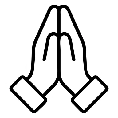 two hands together in a pleading gesture sticker