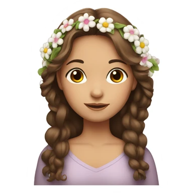 Brown haired girl with flowers in her hair sticker