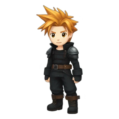 Cloud strife ginger hair. Black clothes full body  sticker
