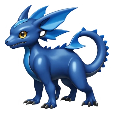 Dusky Glossy Oil-Sheen Blackened Blue Pokémon-Fakémon-Digimon-Creature, (full body) sticker