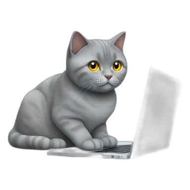 british shorthair cat trading on laptop sticker