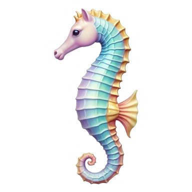 Cinematic Realistic Noble Sea Horse Portrait Emoji, Poised and graceful, with a slender, curved body and an elegantly arched neck adorned with finely detailed, shimmering scales in soft pastel hues, and gentle, focused eyes, rendered with lifelike texture and natural light; high shine, intelligent and serene, styled with an air of oceanic elegance, focused and attentive, soft glowing outline, capturing the essence of a watchful and confident sea horse that appears to drift out of the screen with effortless grace! sticker