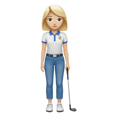 Girl with blonde hair and a golf shirt and jeans and sandals  sticker
