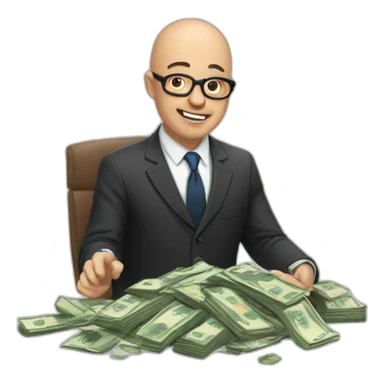 Bald lawyer with glasses throwing money at poor people sticker