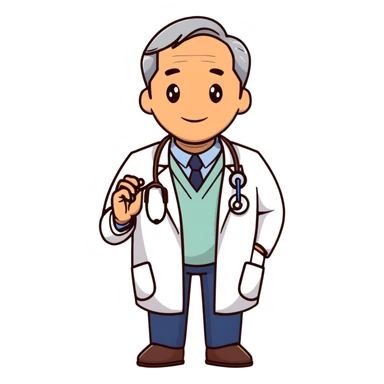 professional mature male doctor around 60 with stethoscope and white coat, cinnamon skin tone, medium-dark complexion sticker