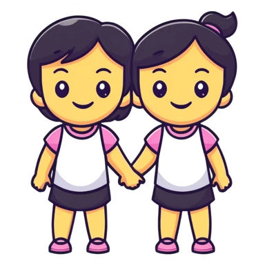 two girls friends smiling sticker