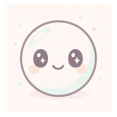 a cute white pearl, kawaii style, soft shading, big eyes, gentle smile, simple background sticker