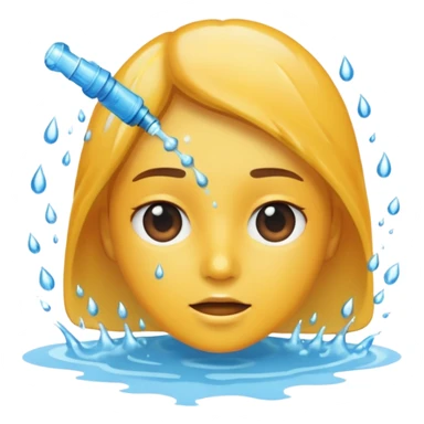 Water being sprayed all over face sticker