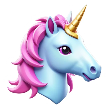 Clash of Clans aesthetic: Cinematic Playful Unicorn Mount Emoji, rendered in a 3D vector-style similar to standard emojis with minimal shading and bold, simplified shapes. A compact, isometric majestic unicorn with a spiraled horn and flowing mane, softly glowing with a magical celestial charm. Simplified yet unmistakably iconic, highly detailed and consistent, glowing with a soft radiant brilliance and high shine. Stylized with a touch of enchanted fantasy and a soft glowing outline, capturing the essence of a mythical mount with a friendly, playful elegance! sticker