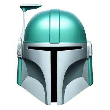 Flat aqua and silver Mandalorian helmet sticker