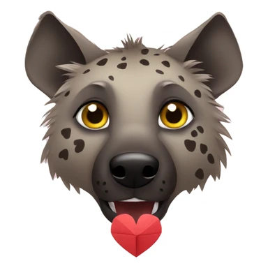 Hyena with paper heart sticker