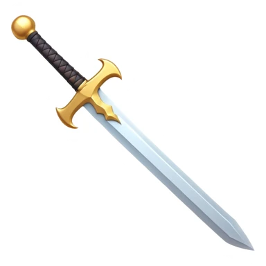 Clash of Clans aesthetic: Cinematic Playful Pixel 3D Sword Emoji, rendered in a 3D vector-style similar to standard emojis with minimal shading and bold, simplified shapes. A compact, distinct form with signature details, softly glowing with a pixelated adventure charm. Simplified yet unmistakably iconic, highly detailed and consistent, glowing with a soft radiance and high shine. Stylized with a touch of classic pixel-art charm and a soft glowing outline, capturing the essence of a beloved gaming relic with a friendly, playful manner! sticker