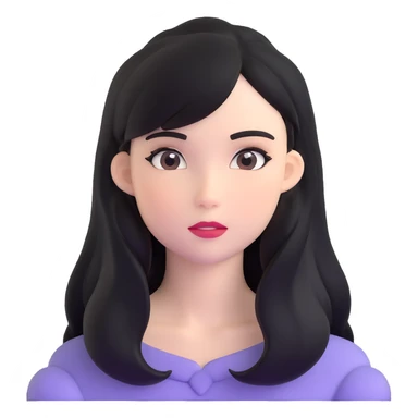 black long hair girl with soft makeup sticker