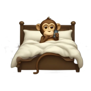 Monkey using phone in bed sticker