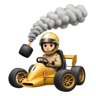 drifting car with tires smoke and a driver with a f1 helmet into the cr sticker