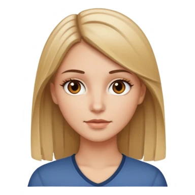 Make a white girl with brown eyes, brown straight hair with blonde highlights sticker