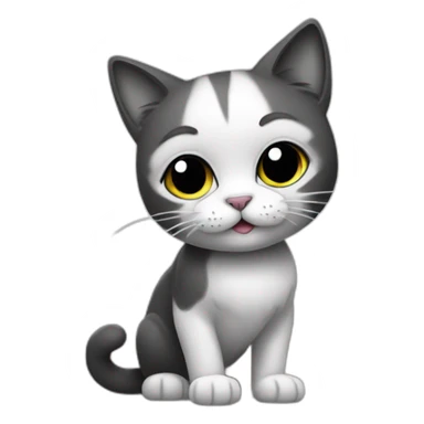 cat black and white play sticker