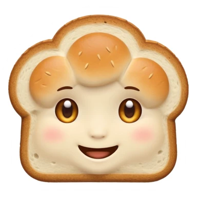 Friendly bread emoji avatar, cute and minimalistic style, warm eyes and gentle smile, flat design, soft shapes, clean modern look, highly recognizable at small sizes, centered composition, transparent or solid background, app icon quality. sticker