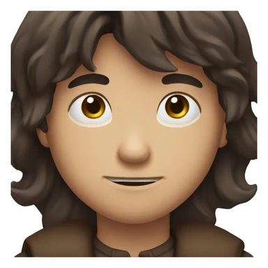 dark brown long hair boy with small moustache sticker