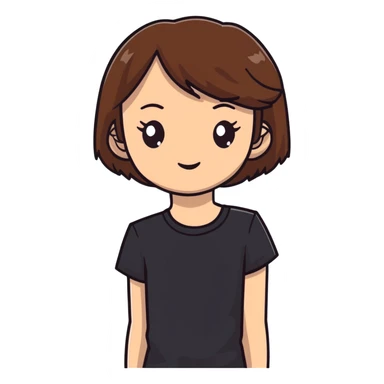 Brown straight-haired girl wearing black top sticker