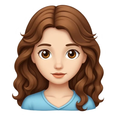 girl with long wavy brown hair and fair skin sticker