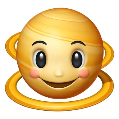Saturn planet with a happy smiling face sticker