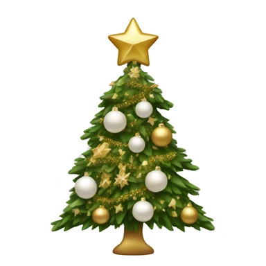 Christmas tree with white and gold decorations sticker