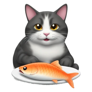 Cat eat fish On fuji sticker