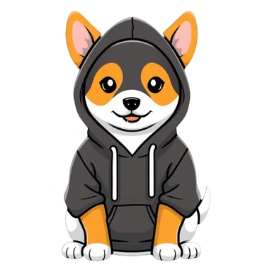 Dog wearing hoodie sticker