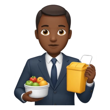 black man with suit holding food container sticker