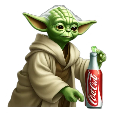 Yoda drinking coca cola sticker