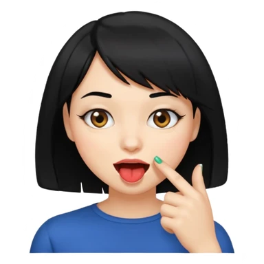 Chicas con pelo negro y corte bob haciendo que se muerde uno de sus dedos de manera picara sticker