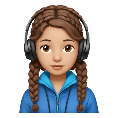 Я хочу дівчину з світлою шкірою корисним волоссям коричне вими очима і з навушниками і в теплому одязі і кучеряве не дуже у косичці  sticker
