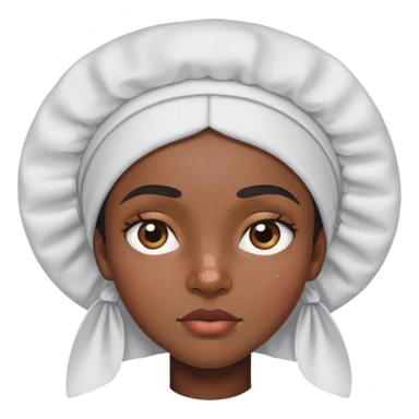 Black girl with a pimple in the middle of her eyebrows with unibrow with bonnet on sticker