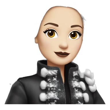 Dazzling Winter Barbie Wednesday Addams.  Wearing coat gloves boots jewelry  sticker