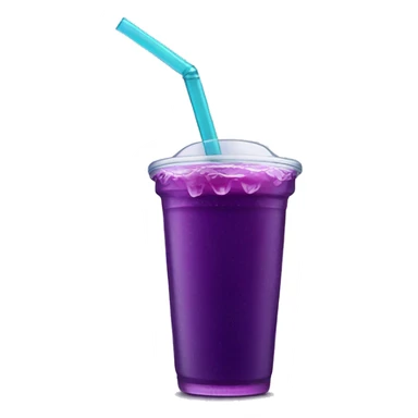 Purple lean juice in a purple cup with ice and a straw and drips going down the cup sticker